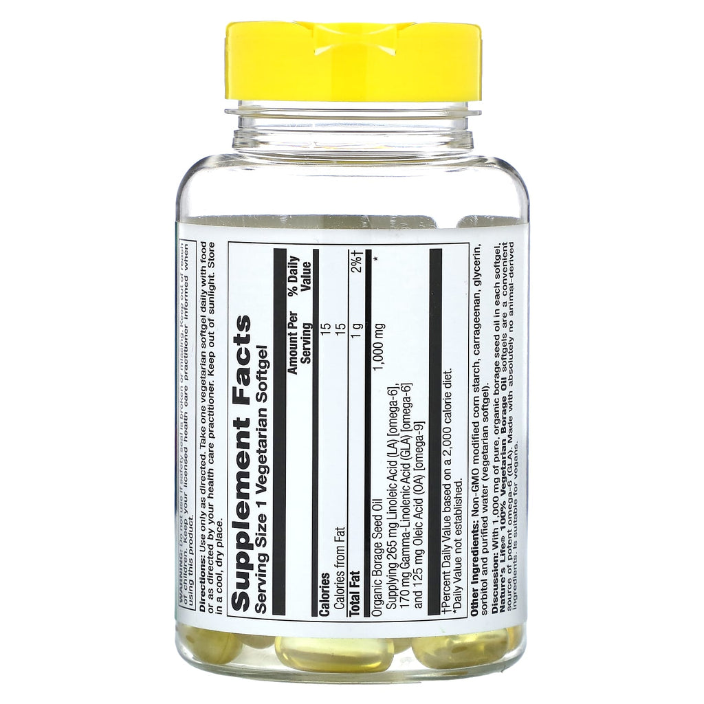 Nature's Life, Vegetarian Borage Oil, 60 Vegetarian Softgels (1,000 mg per Softgel)