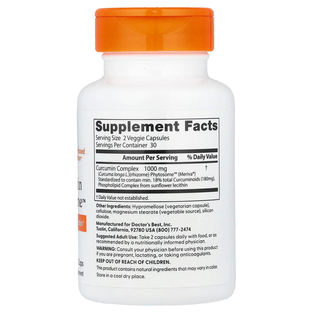 Doctor's Best, Curcumin Phytosome™, 60 Veggie Caps (500 mg per Capsule)