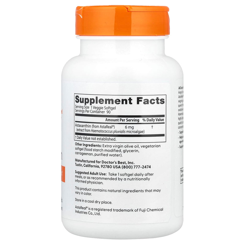 Doctor's Best, Astaxanthin, 6 mg, 90 Veggie Softgels