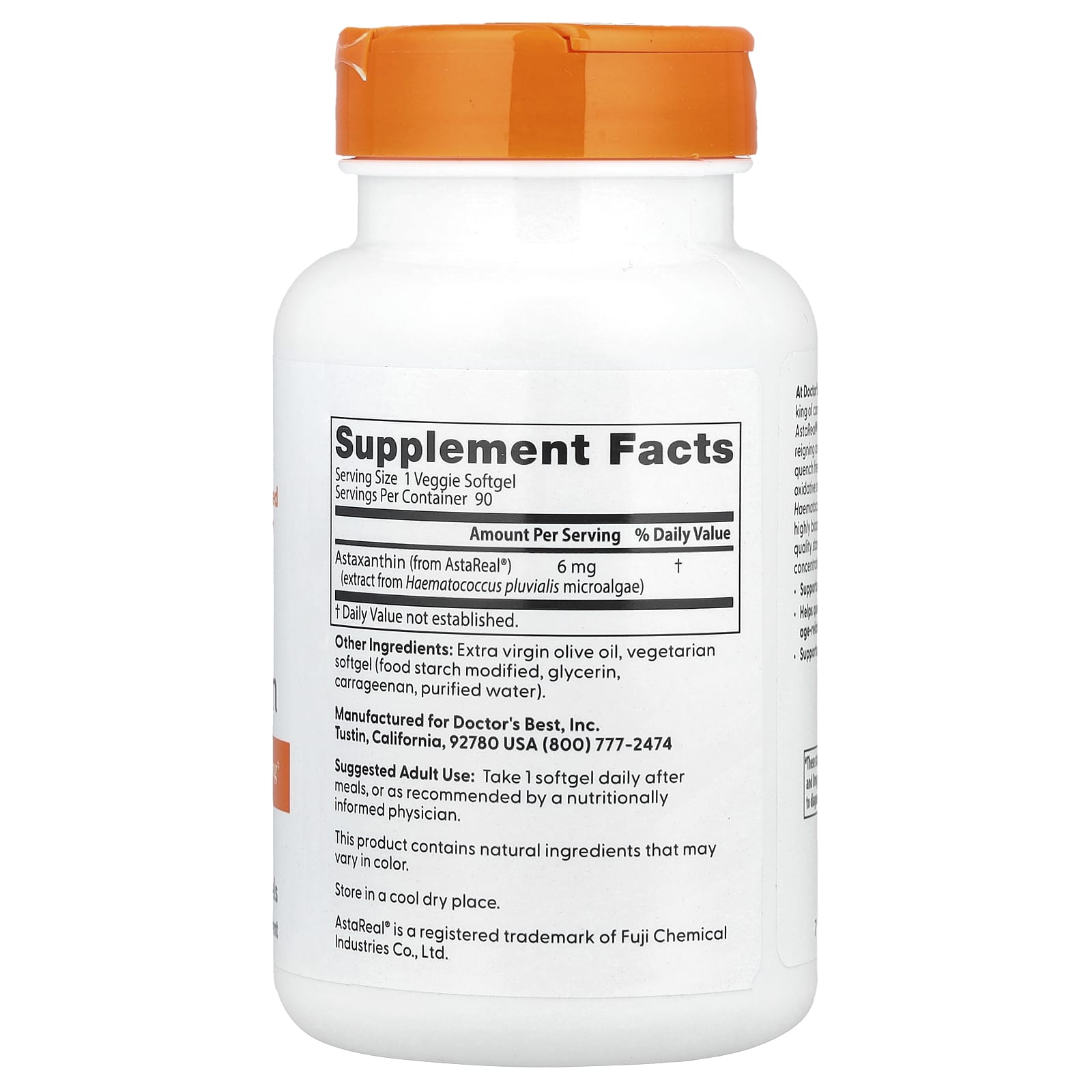 Doctor's Best, Astaxanthin, 6 mg, 90 Veggie Softgels