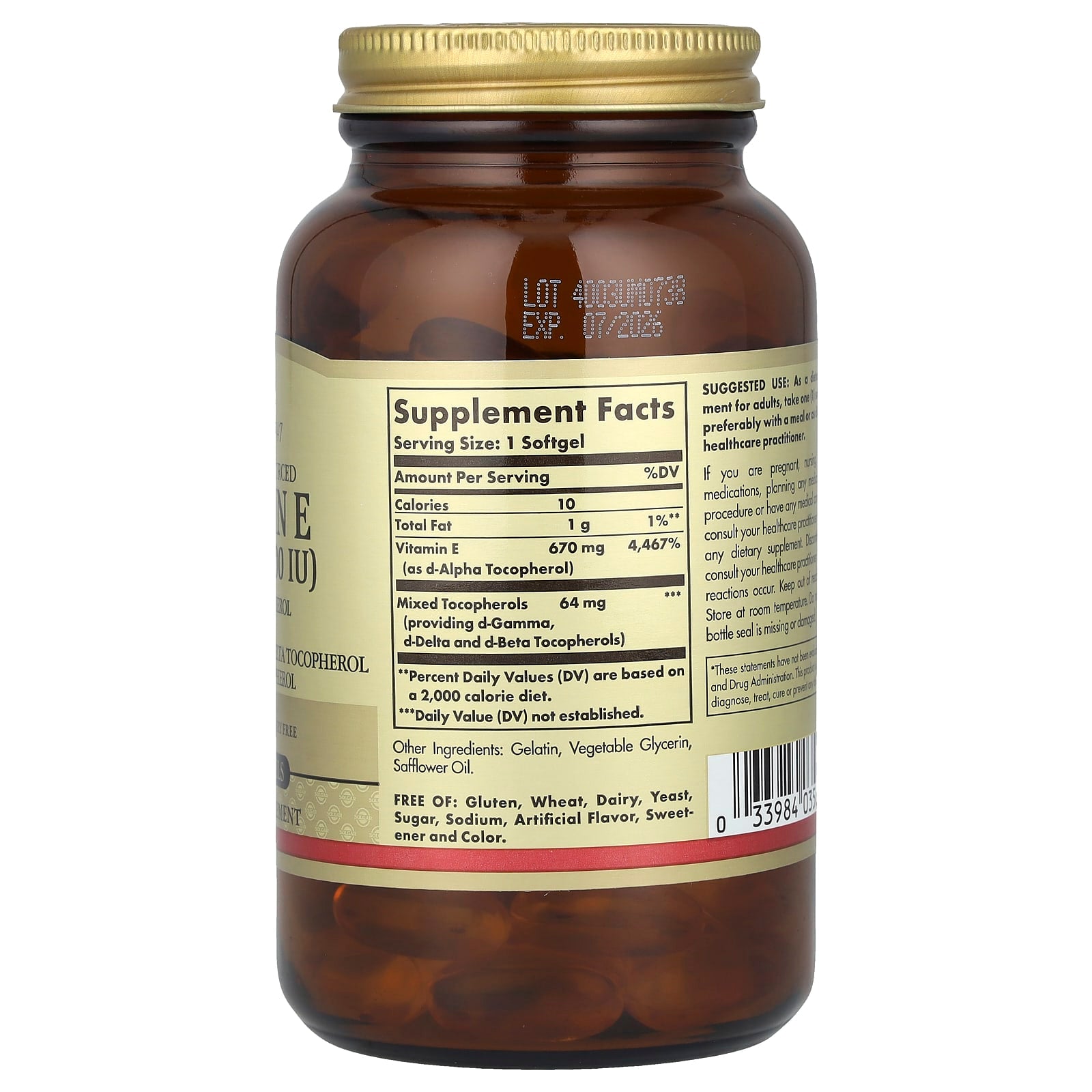 Solgar, Vitamin E, d-Alpha Tocopherol Plus d-Gamma Tocopherol, d-Delta Tocopherol and d-Beta Tocopherol, 100 Softgels