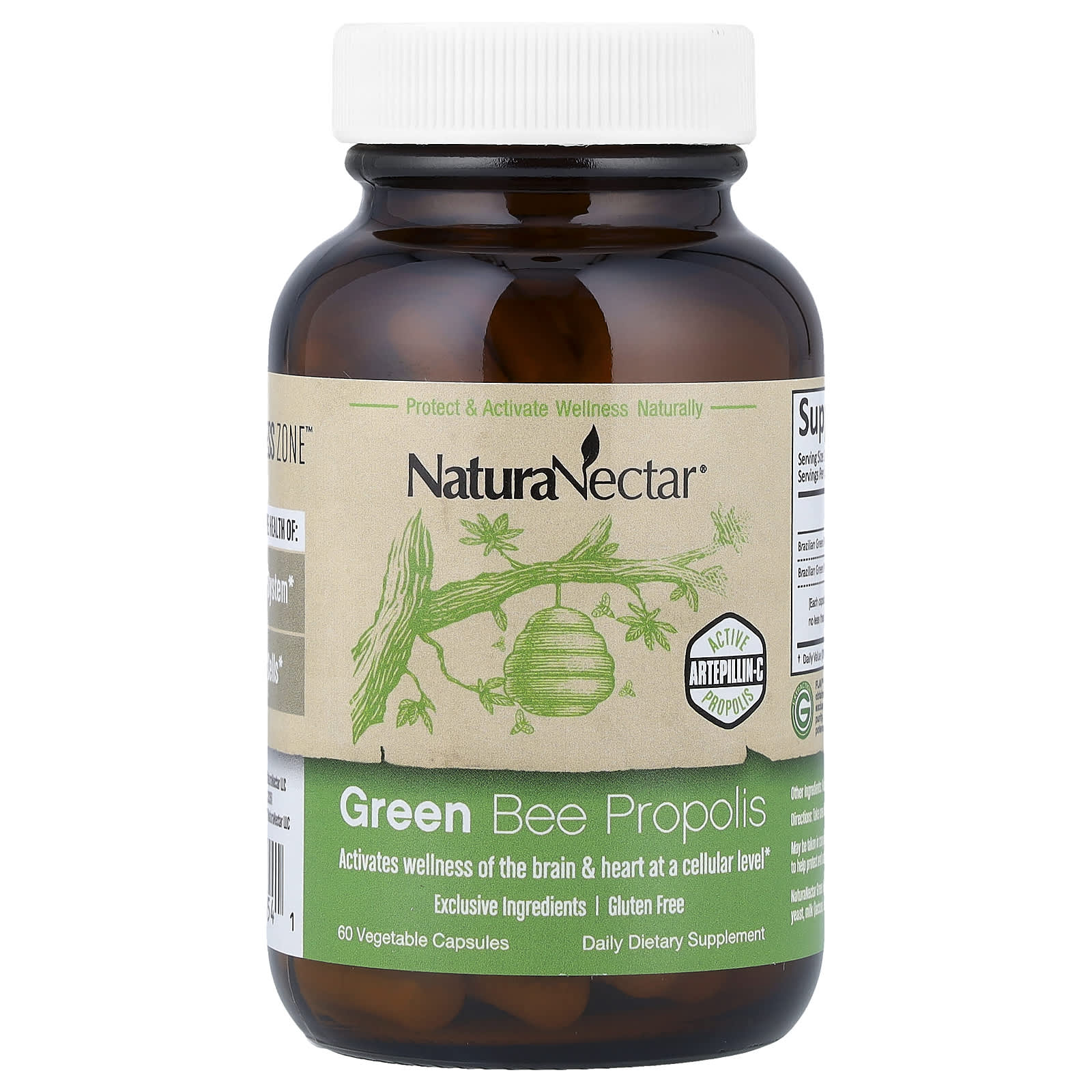NaturaNectar, Green Bee Propolis, 60 Vegetable Capsules