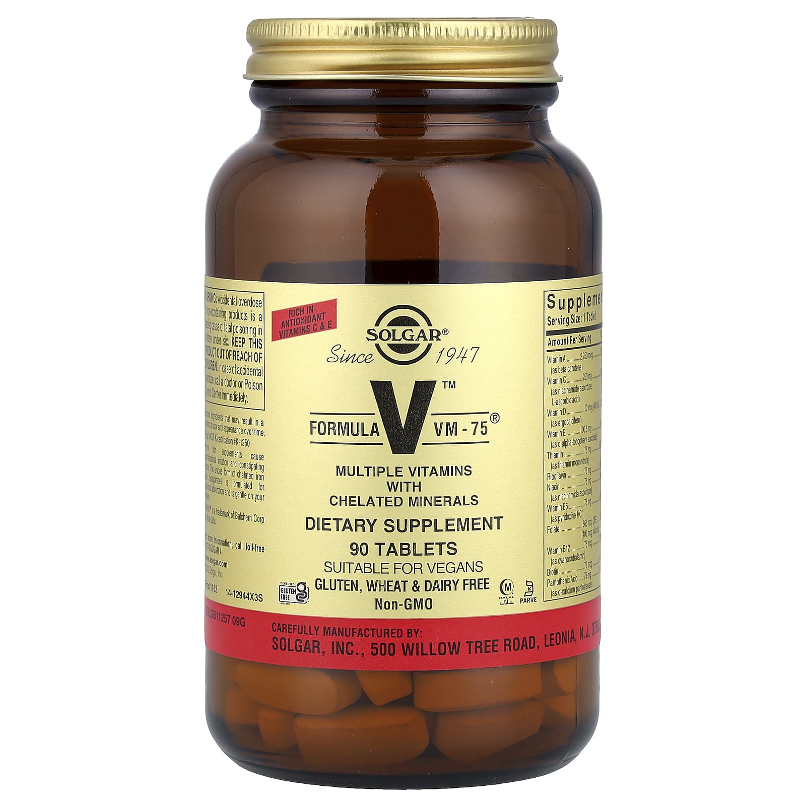 Solgar, V™, Formula VM-75®, Multiple Vitamins with Chelated Minerals, 90 Tablets