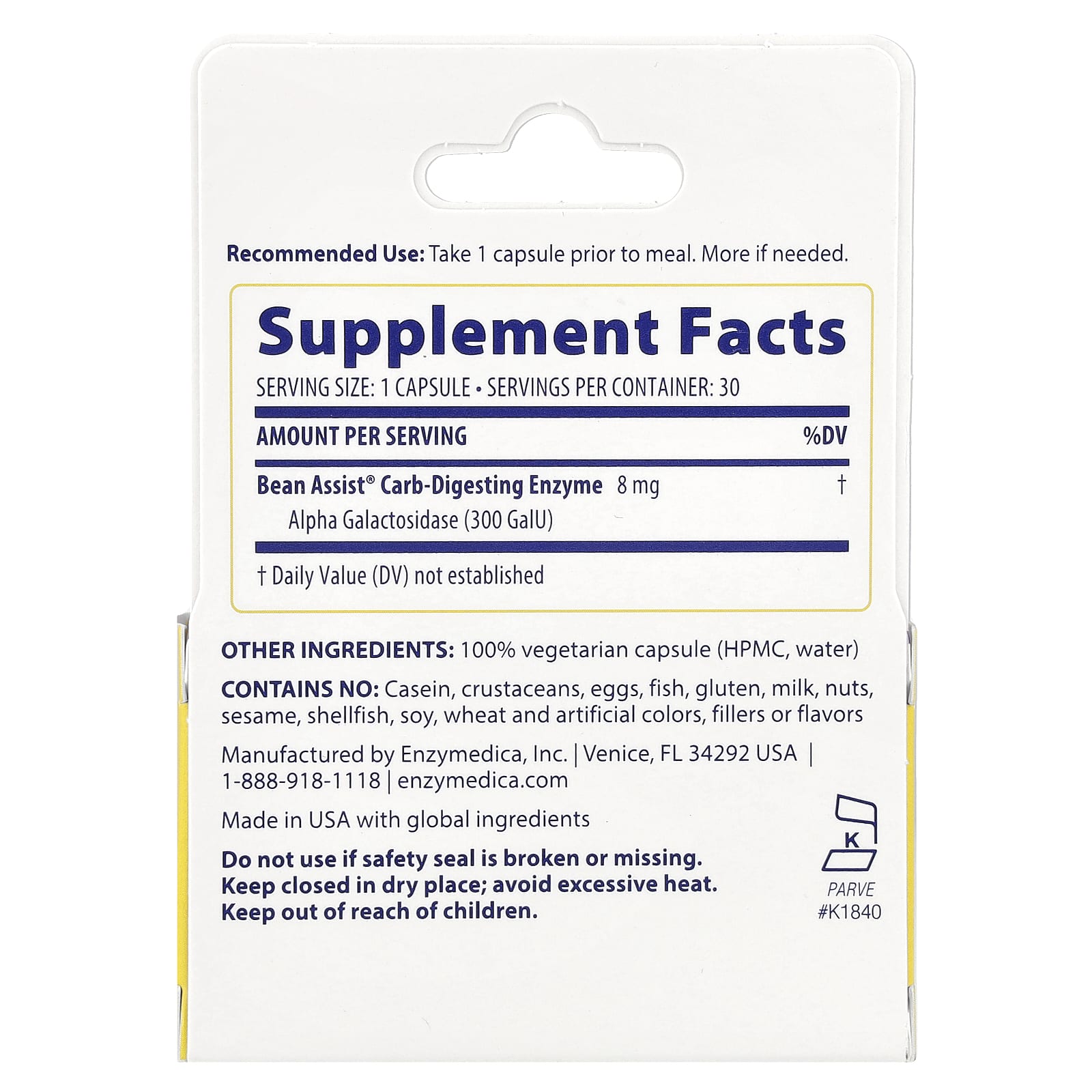 Enzymedica, BeanAssist®, 30 Capsules