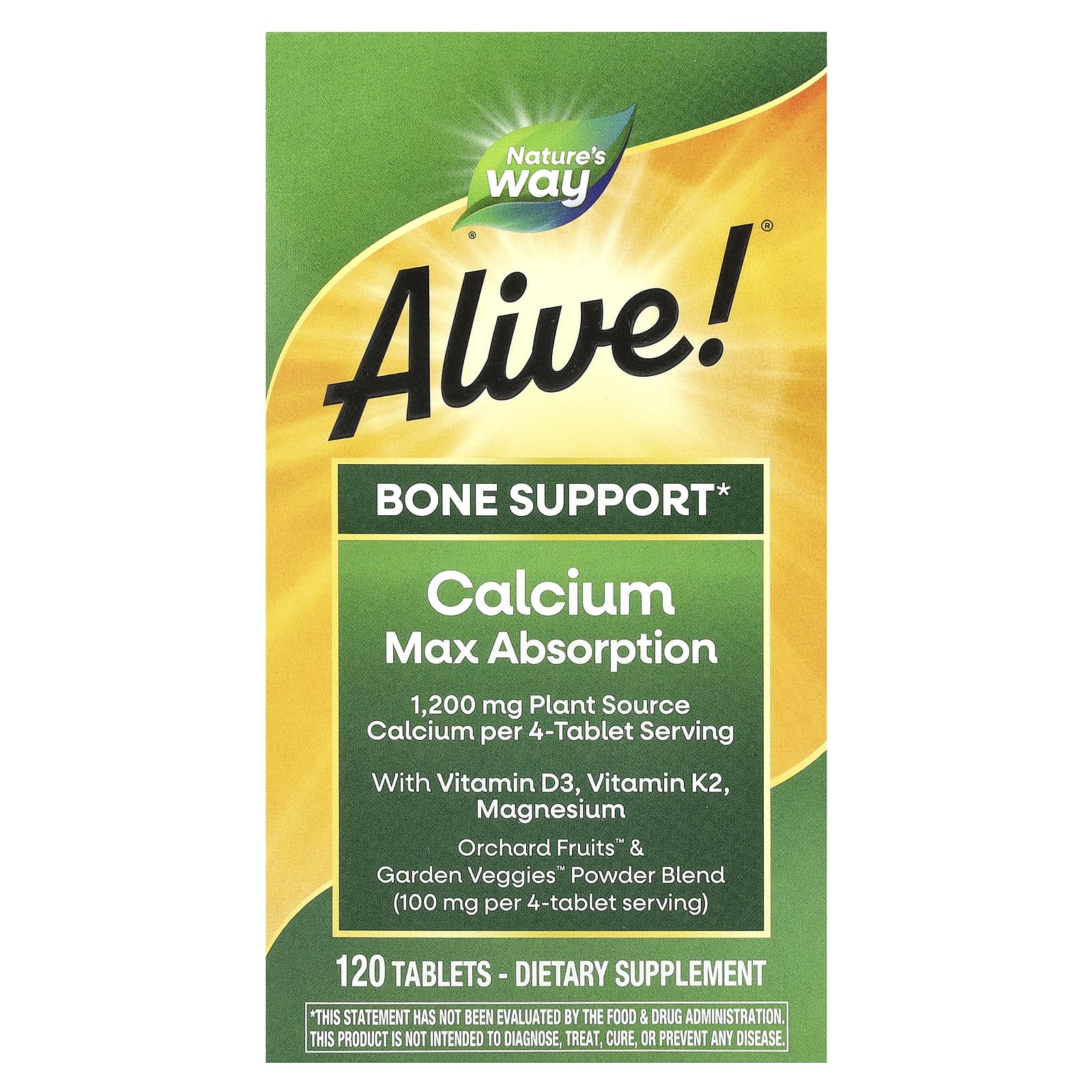 Nature's Way, Alive! Calcium Max Absorption, 120 Tablets