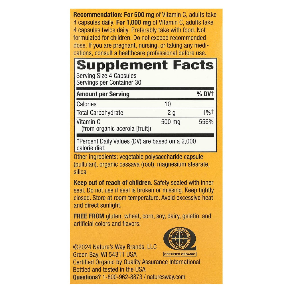 Nature's Way, Alive!®, Vitamin C, 120 Vegan Capsules (125 mg per Capsule)