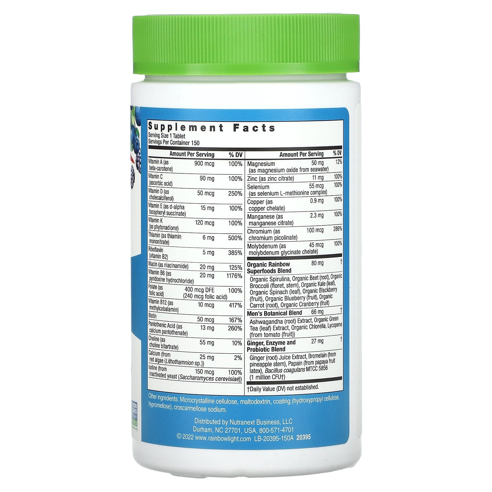 Rainbow Light, Men's One Daily Multivitamin, High Potency, 150 Vegetarian Tablets