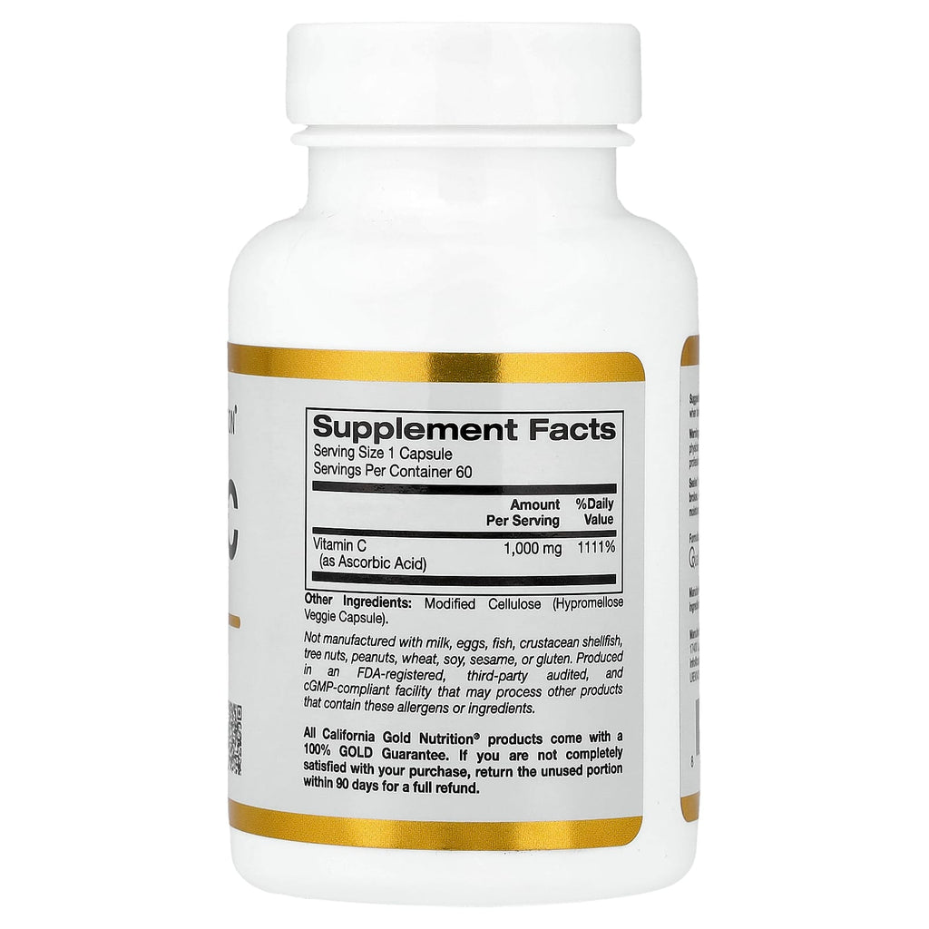 California Gold Nutrition, Vitamin C, Quali®-C, 1,000 mg, 60 Veggie Capsules