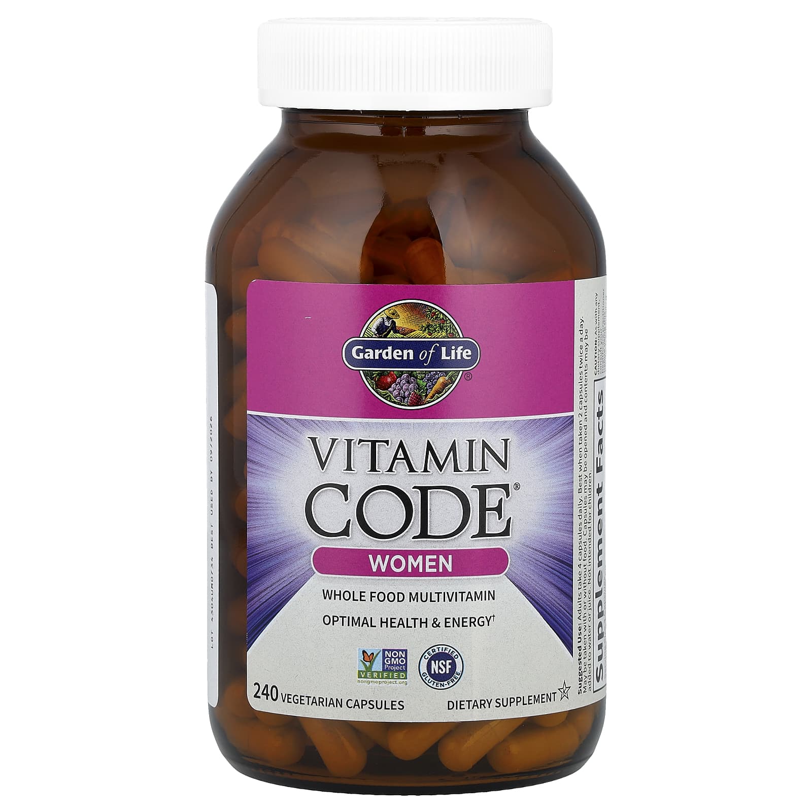 Garden of Life, Vitamin Code®, Whole Food Multivitamin, Women, 240 Vegetarian Capsules