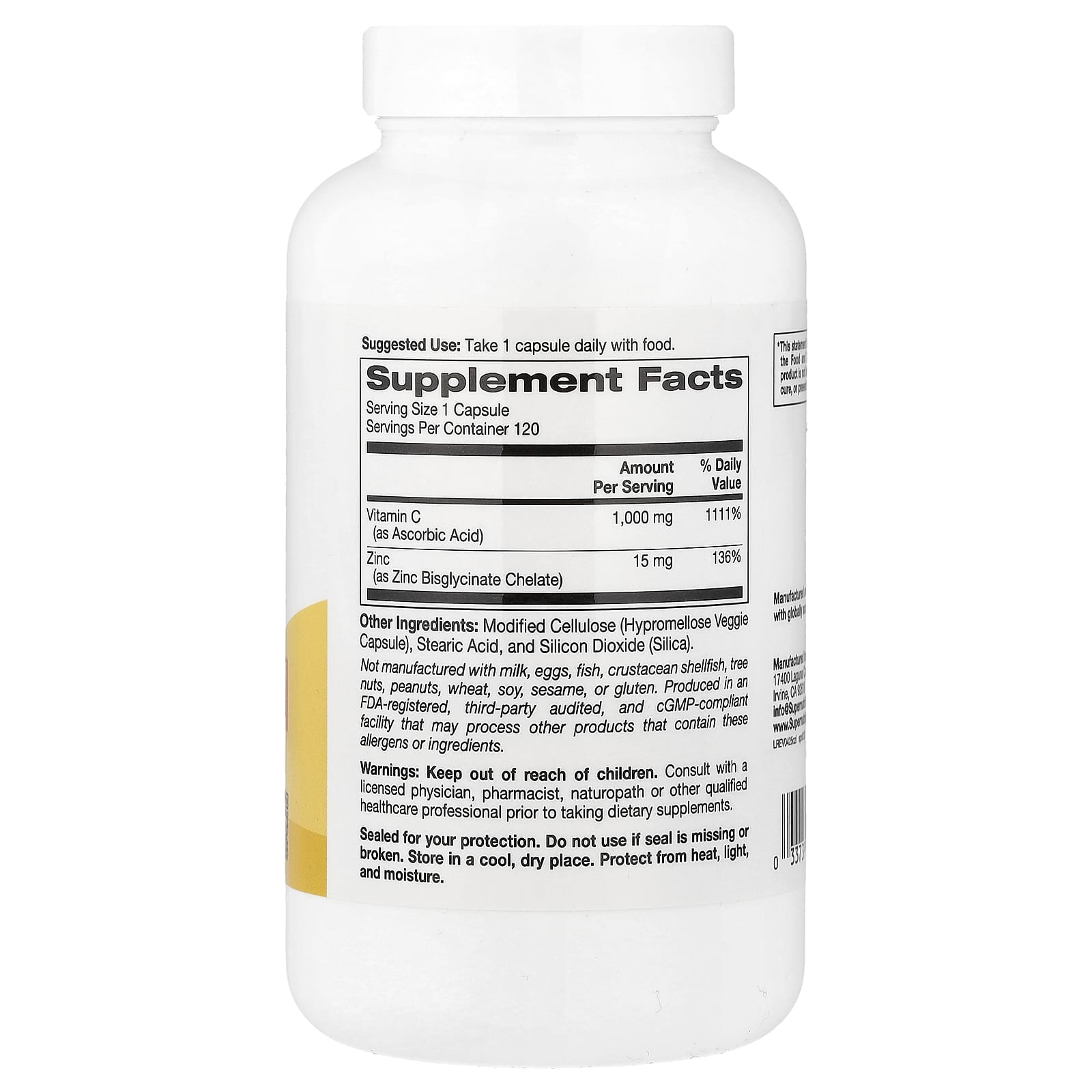Super Nutrition, C-1000 & Zinc Immune, 120 Veggie Capsules