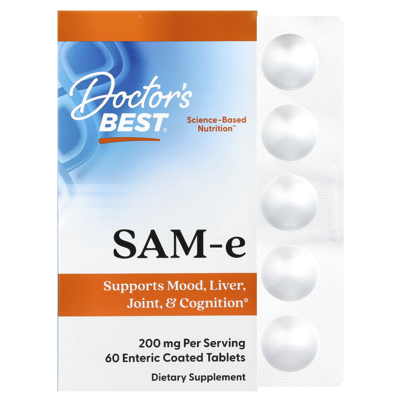 Doctor's Best, SAM-e, 200 mg, 60 Enteric Coated Tablets