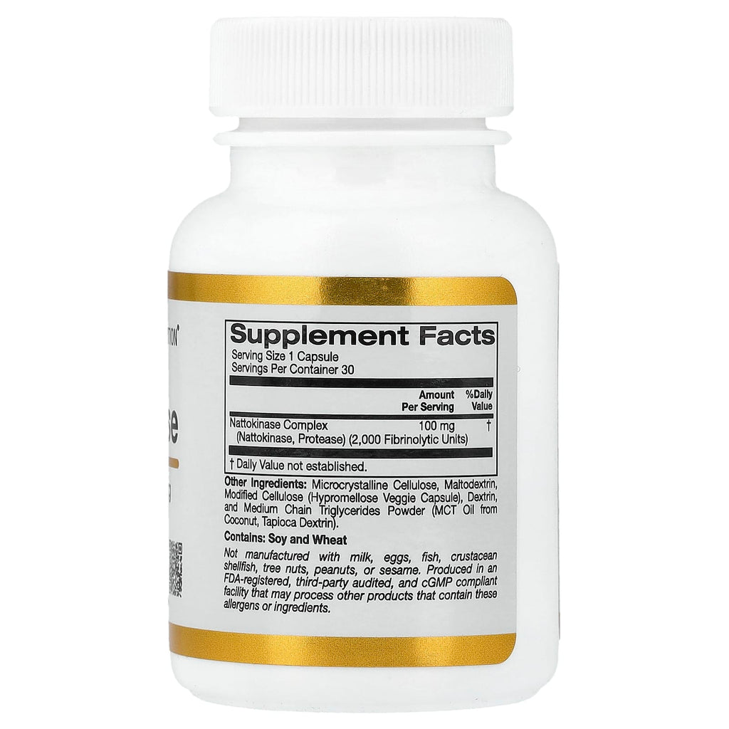 California Gold Nutrition, Nattokinase, Proteolytic Enzyme, 2,000 FUs, 30 Veggie Capsules