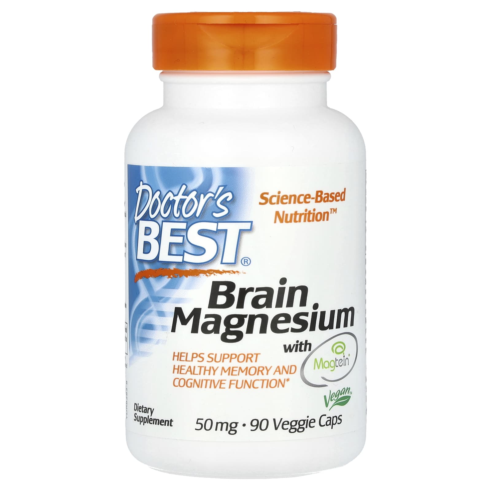 Doctor's Best, Brain Magnesium with Magtein, 90 Veggie Caps (50 mg per Capsule)