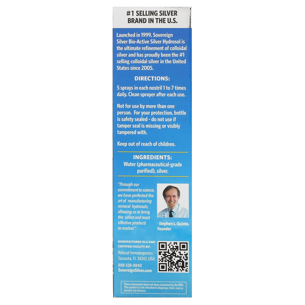 Sovereign Silver, Bio-Active Silver Hydrosol, Natural Nasal Spray, Sinus Relief, 2 fl oz (59 ml)