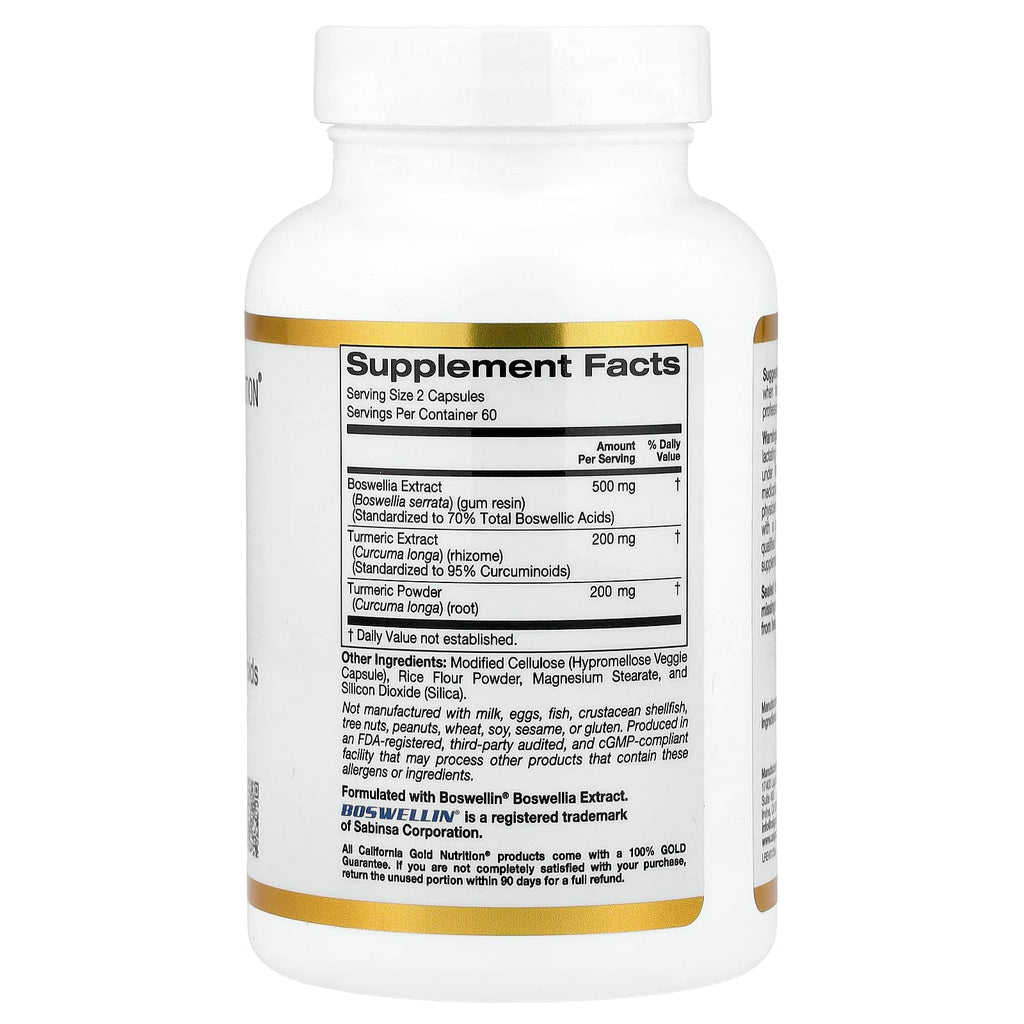 California Gold Nutrition, Boswellia Extract, Turmeric Curcumin Complex with Turmeric Extract and Turmeric Powder, 120 Veggie Capsules