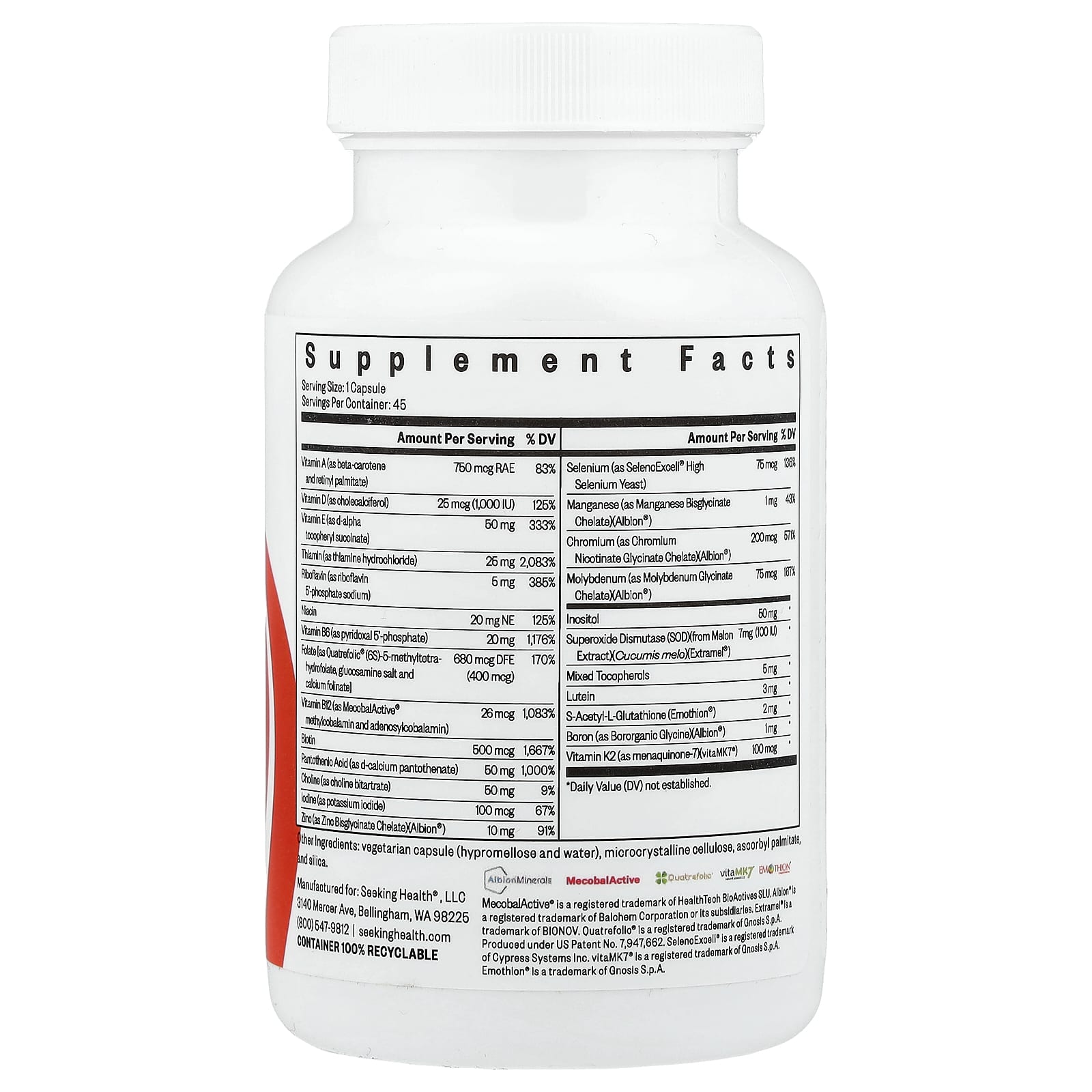 Seeking Health, Multivitamin One, 45 Capsules