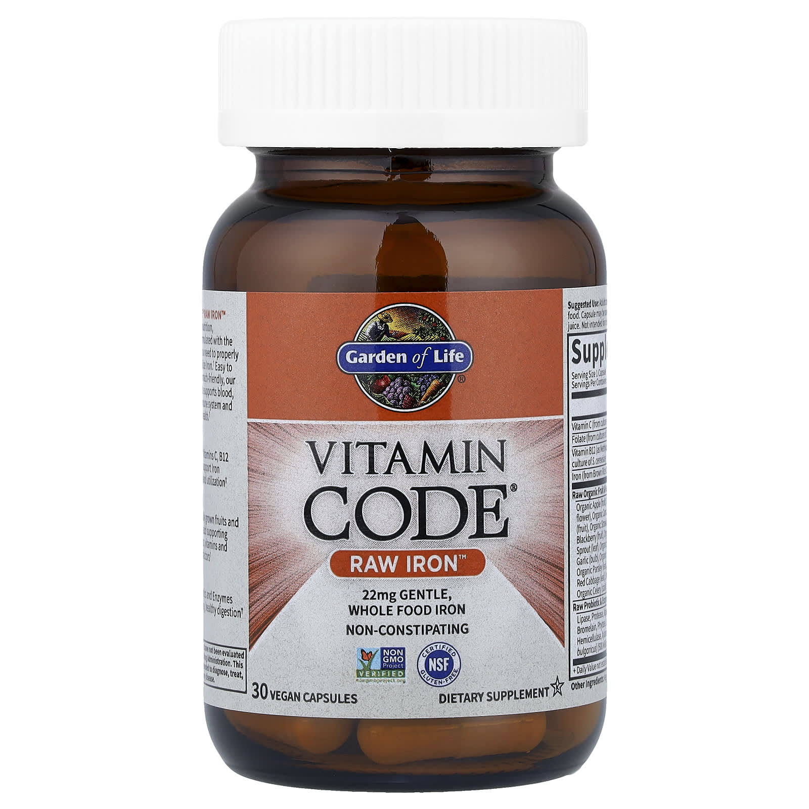 Garden of Life, Vitamin Code®, RAW Iron™, 30 Vegan Capsules