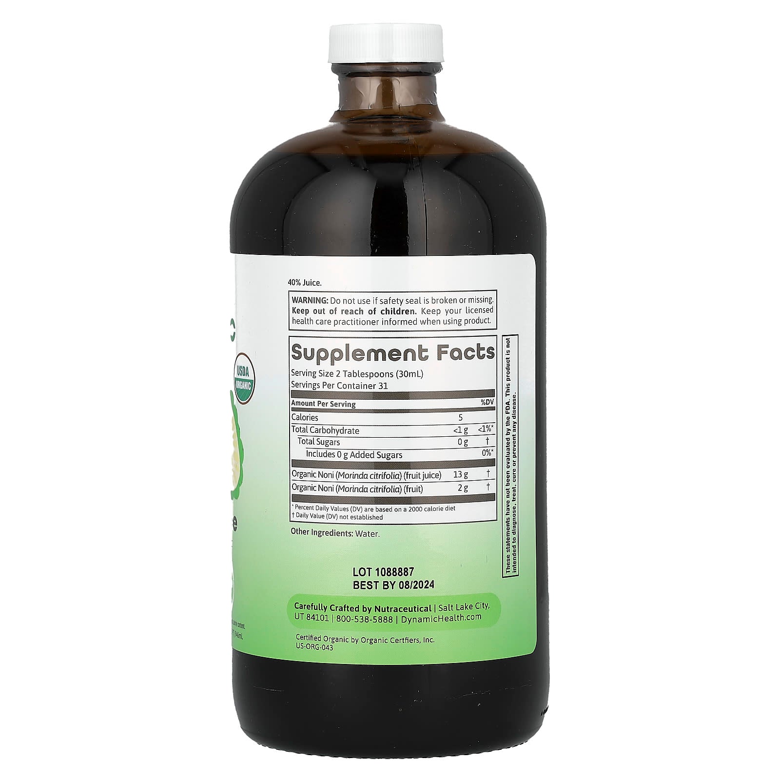 Dynamic Health, Noni Juice, Glass, 32 fl oz (946 ml)