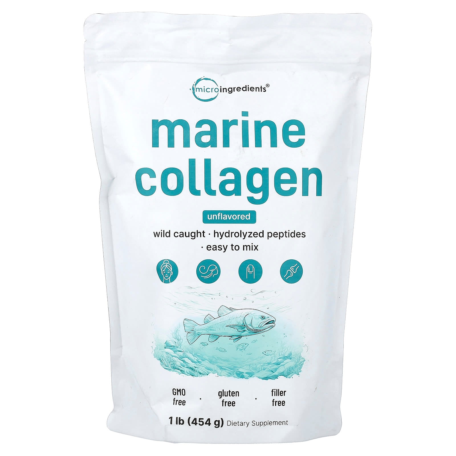 Micro Ingredients, Marine Collagen, Unflavored, 1 lb (454 g)
