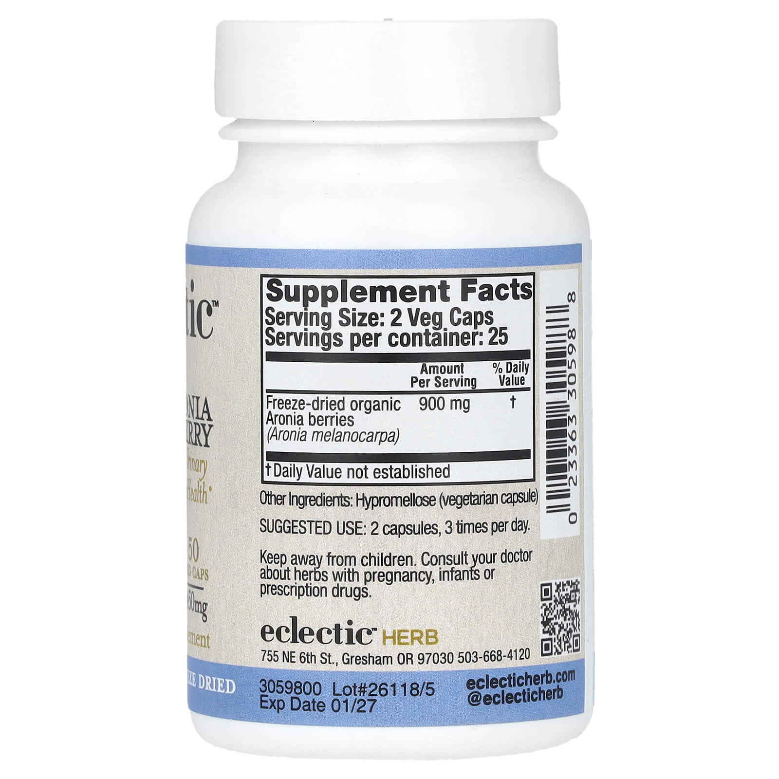 Eclectic Herb, Freeze Dried Aronia Berry, 50 Veg Caps (450 mg per Capsule)