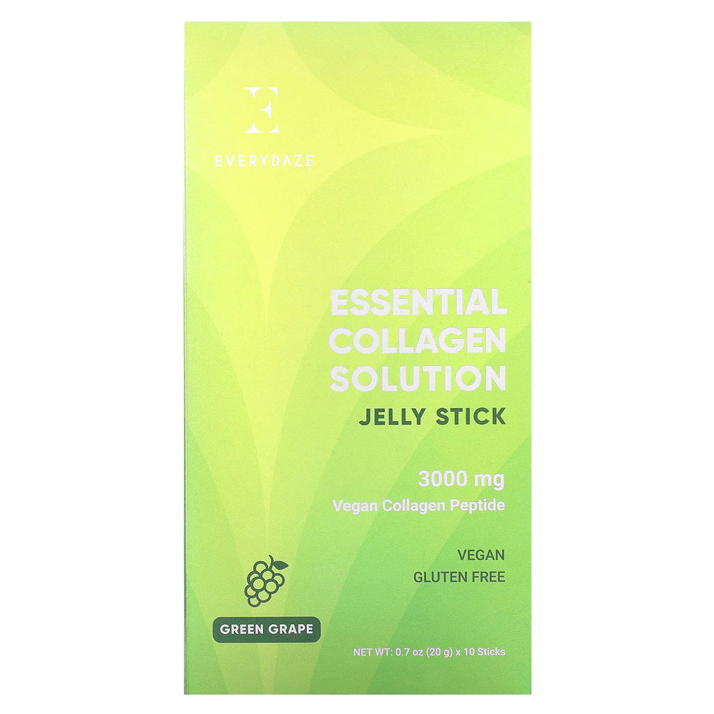 Everydaze, Essential Collagen Solution Jelly Stick, Green Grape, 3,000 mg, 10 Sticks, 0.7 oz (20 g) Each