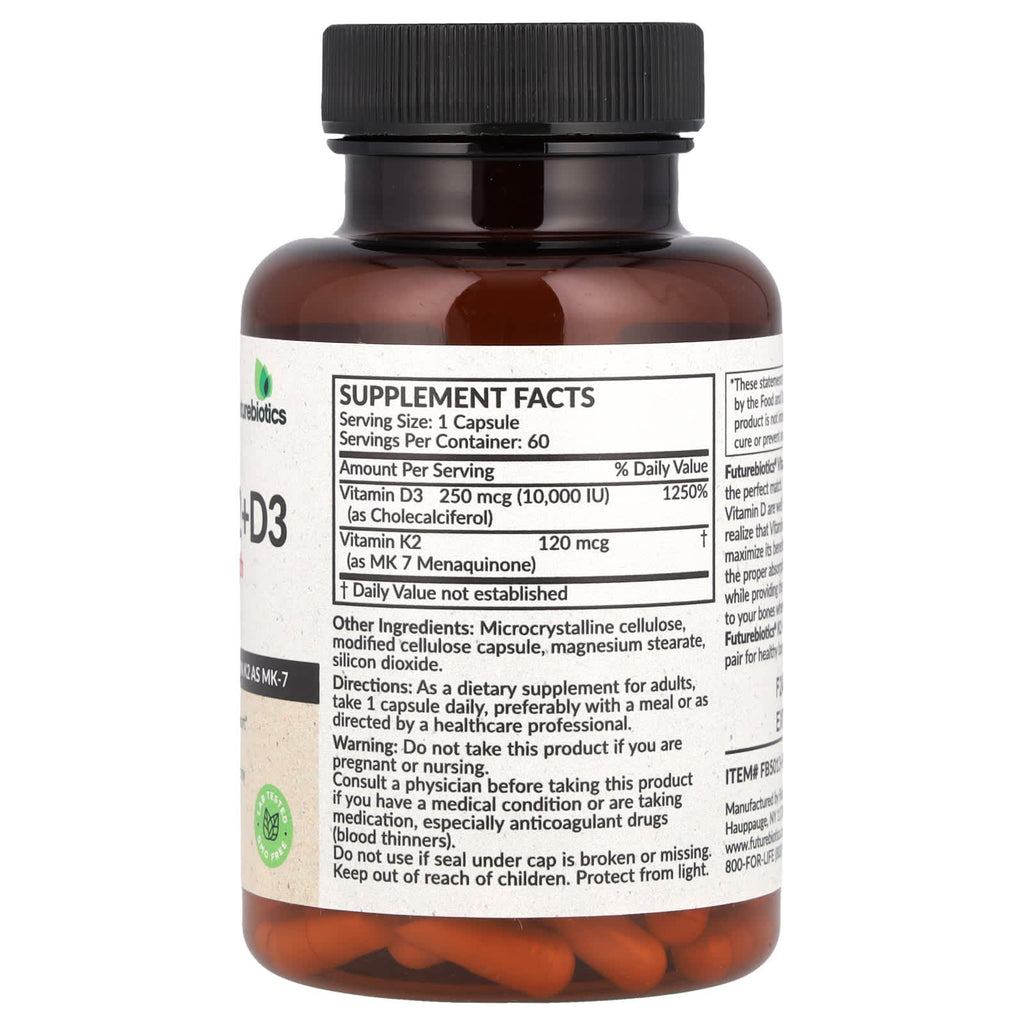 Futurebiotics, Vitamin K2 + D3, 60 Capsules