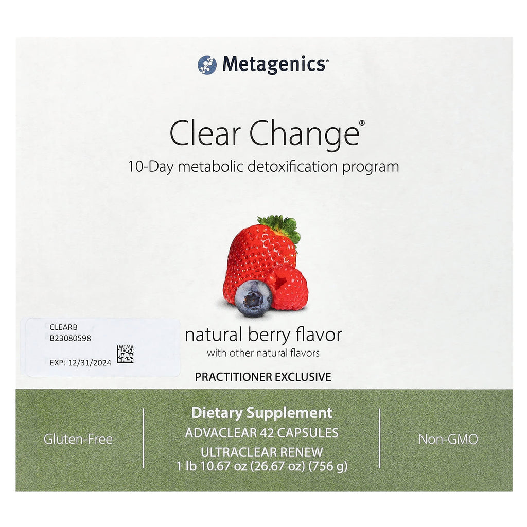 Metagenics, Clear Change, 10-Day Metabolic Detoxification Program, Natural Berry, 3 Piece Kit