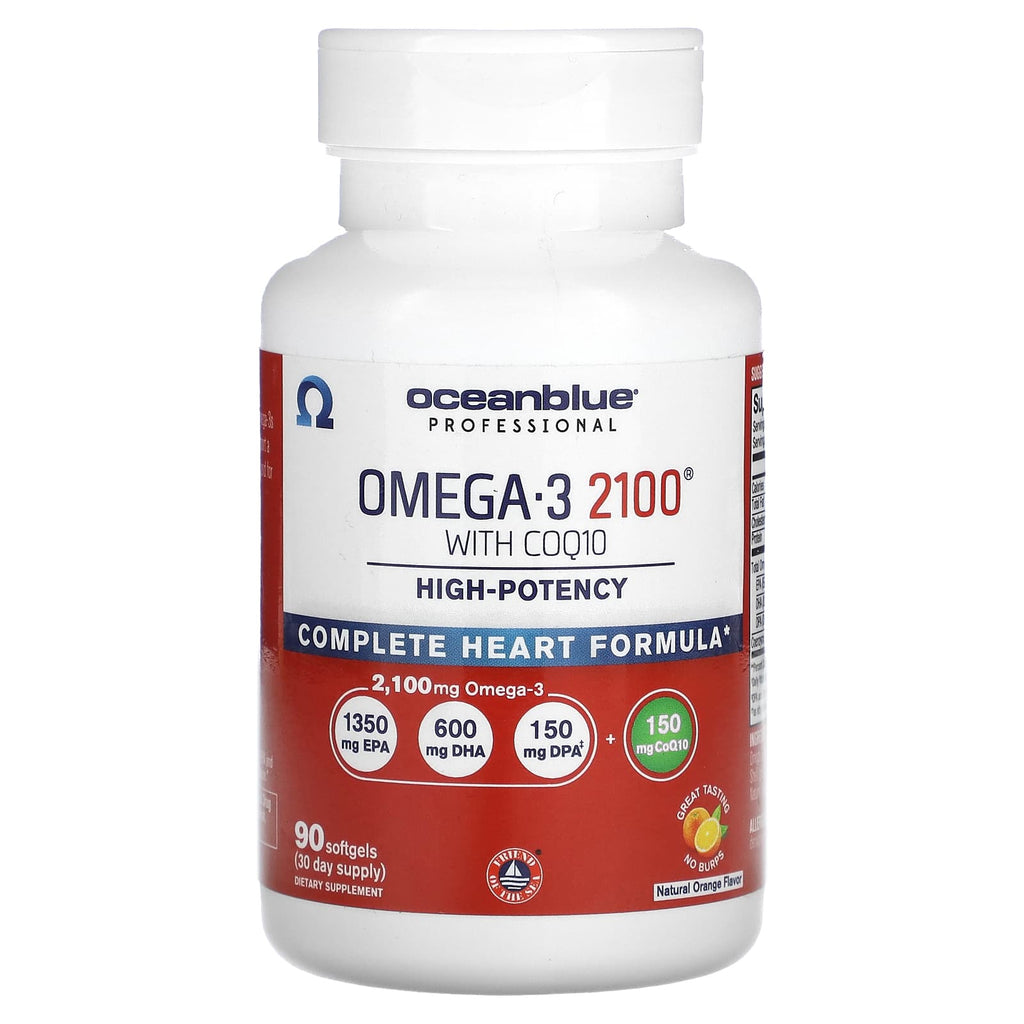 OceanBlue, Professional, Omega-3 2100 With COQ10, High-Potency, Natural Orange, 90 Softgels