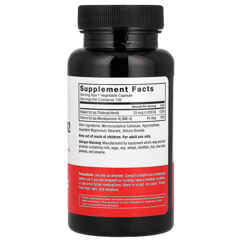 Force Factor, Vitamin D3 & K2 , 120 Vegetable Capsules