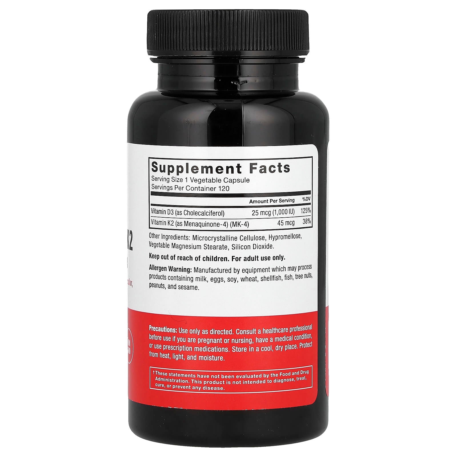 Force Factor, Vitamin D3 & K2 , 120 Vegetable Capsules