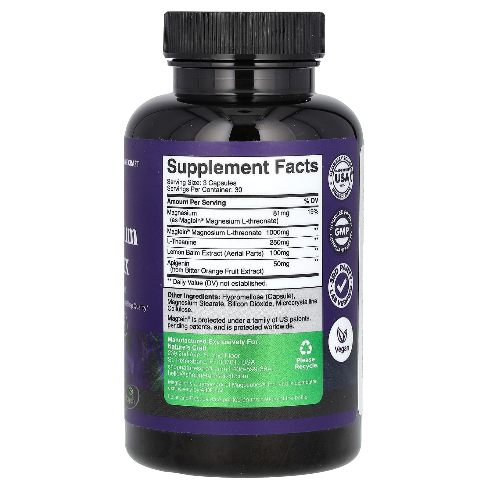Nature's Craft, Magnesium Sleeplex, Melatonin-Free, 90 Capsules