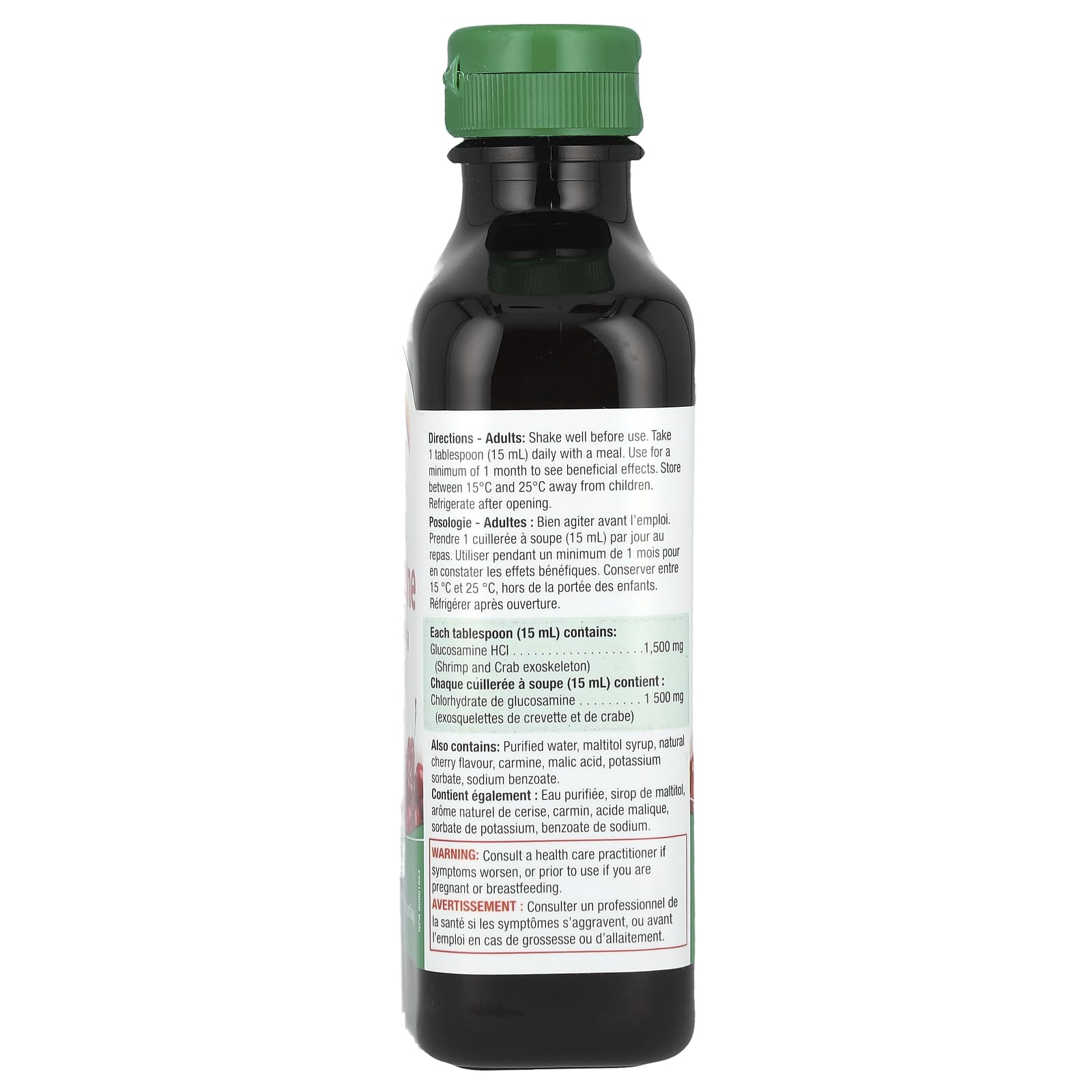 Jamieson Vitamins, Liquid Glucosamine, Maximum Strength, Delicious Wild Cherry, 1,500 mg, 350 ml