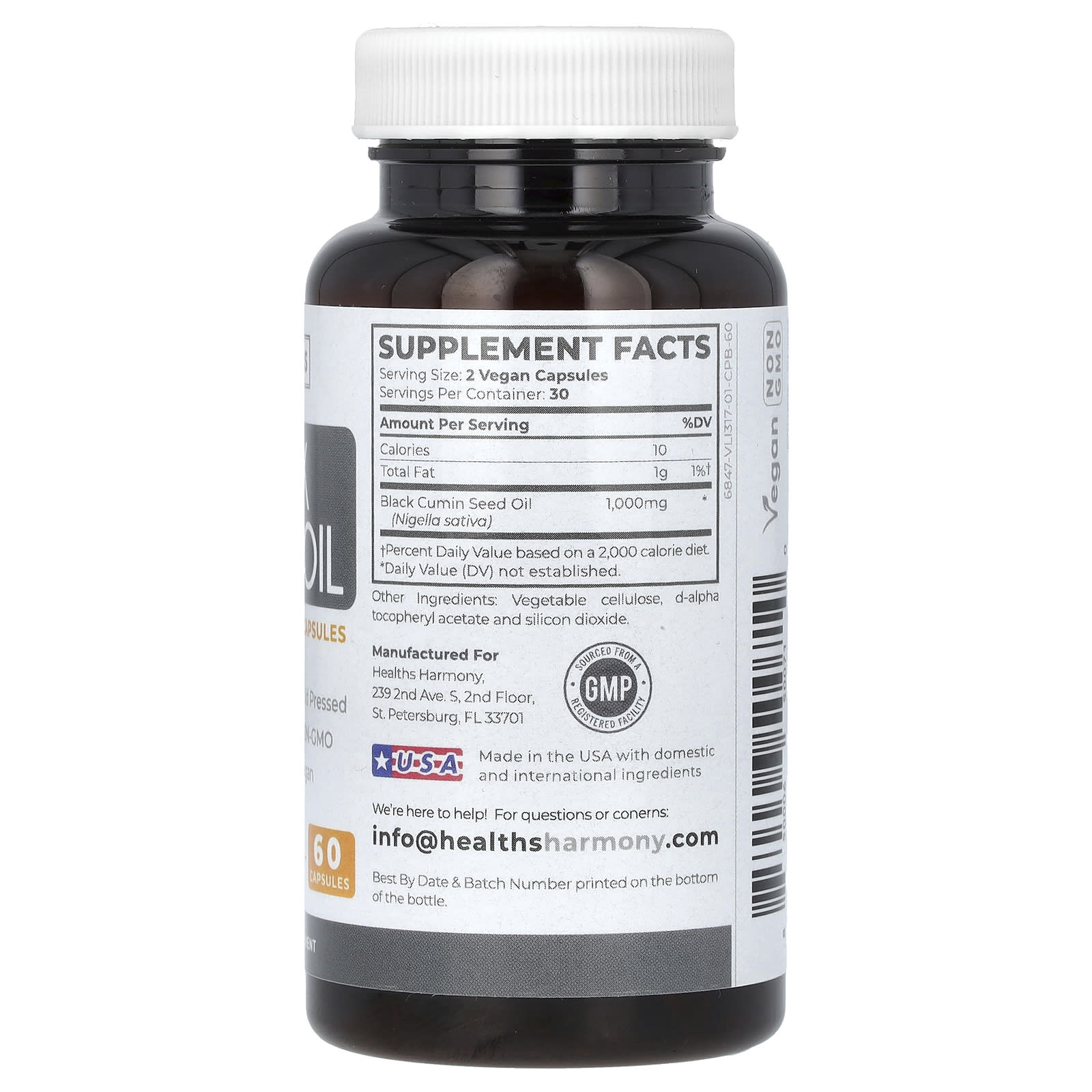 Healths Harmony, Black Seed Oil, 60 Capsules (500 mg per Capsule)
