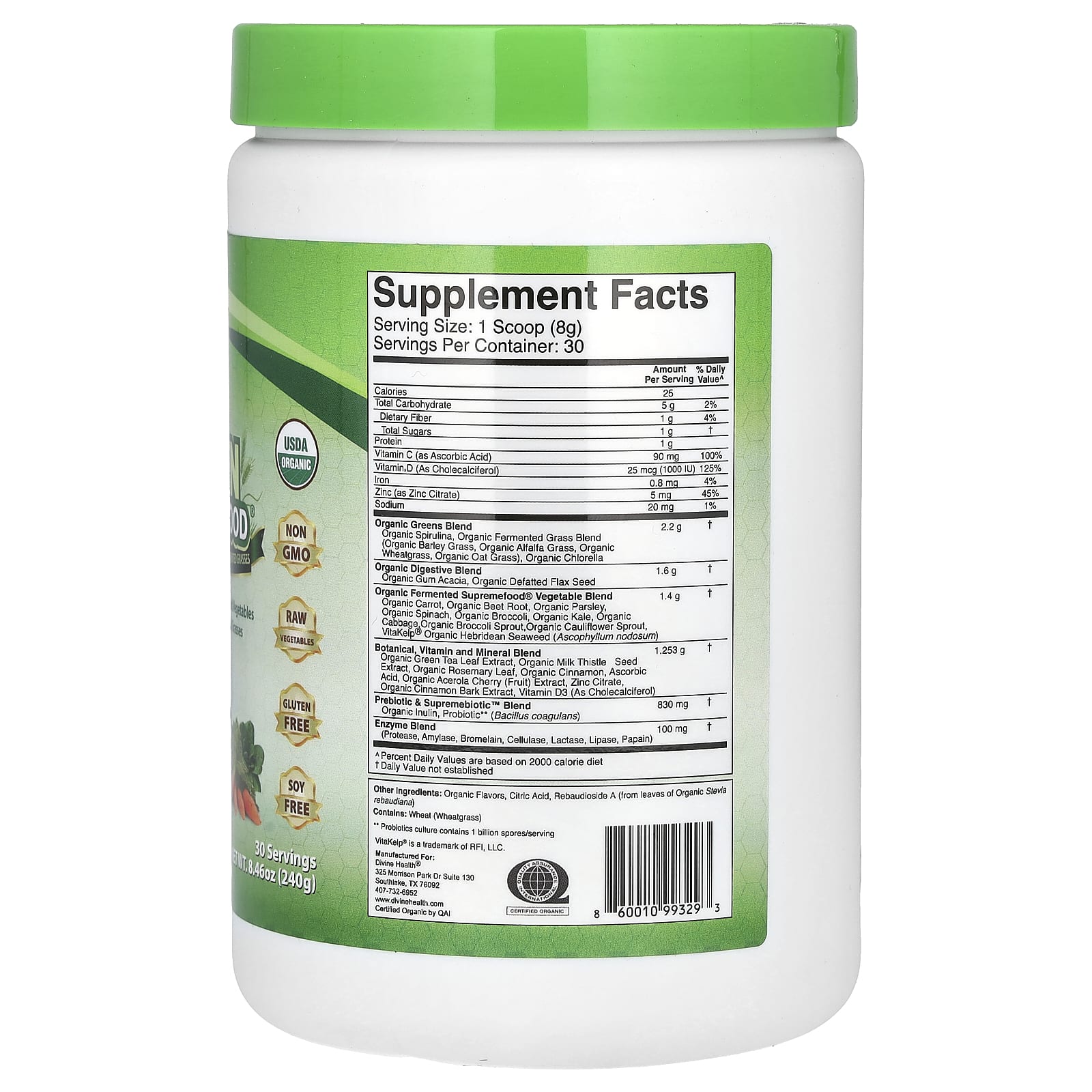 Divine Health, Fermented Green Supremefood®, 8.46 oz (240 g)