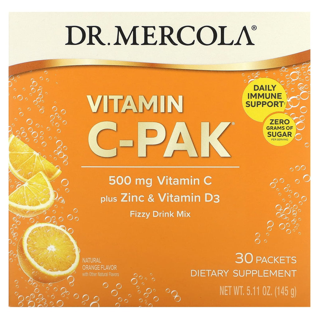 Dr. Mercola, Vitamin C-PAK, Natural Orange, 500 mg, 30 Packets 0.17 oz (4.84 g) Each