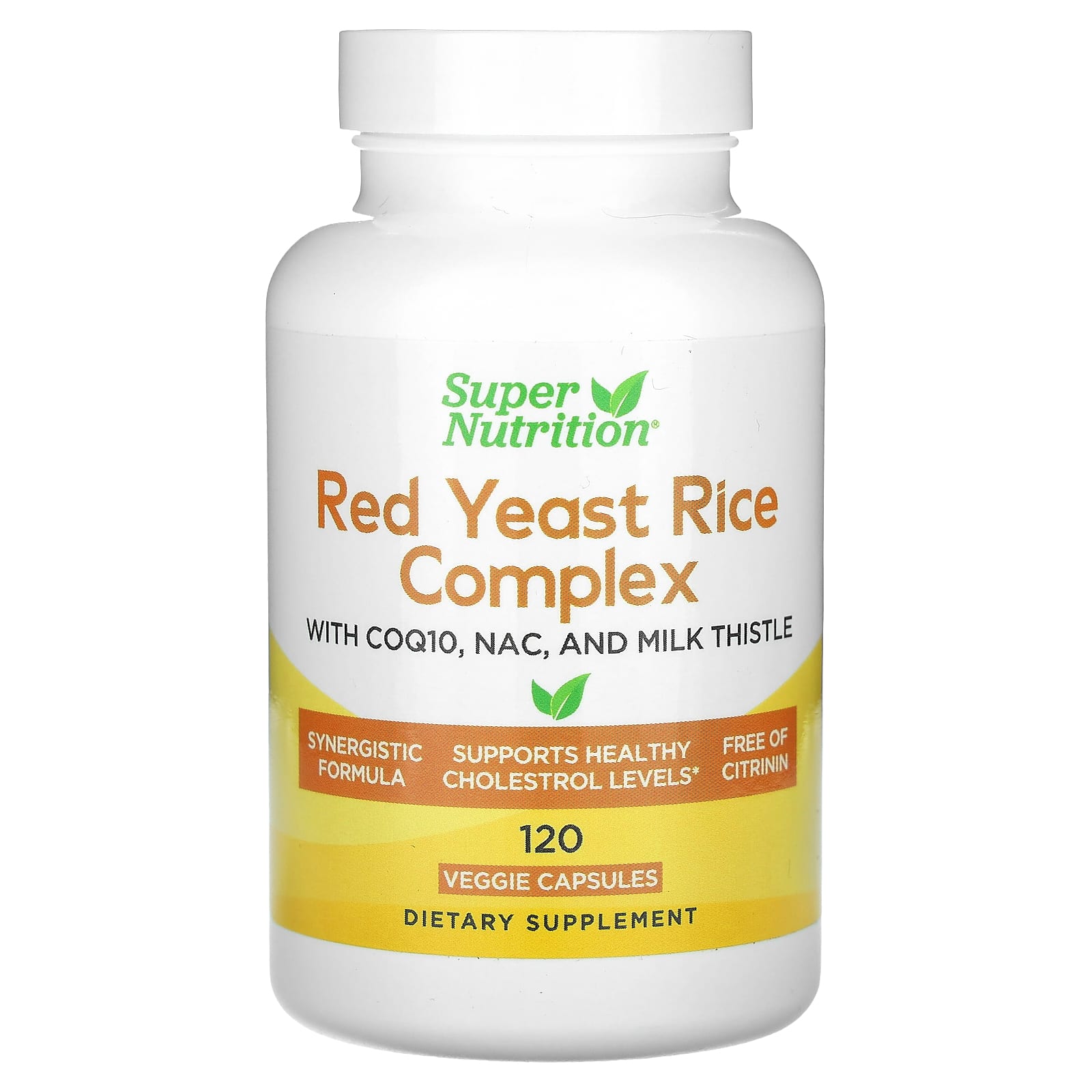 Super Nutrition, Red Yeast Rice Complex with Organic Red Yeast Rice, N-Acetyl Cysteine, Coenzyme Q10, and Milk Thistle Extract, 120 Veggie Capsules