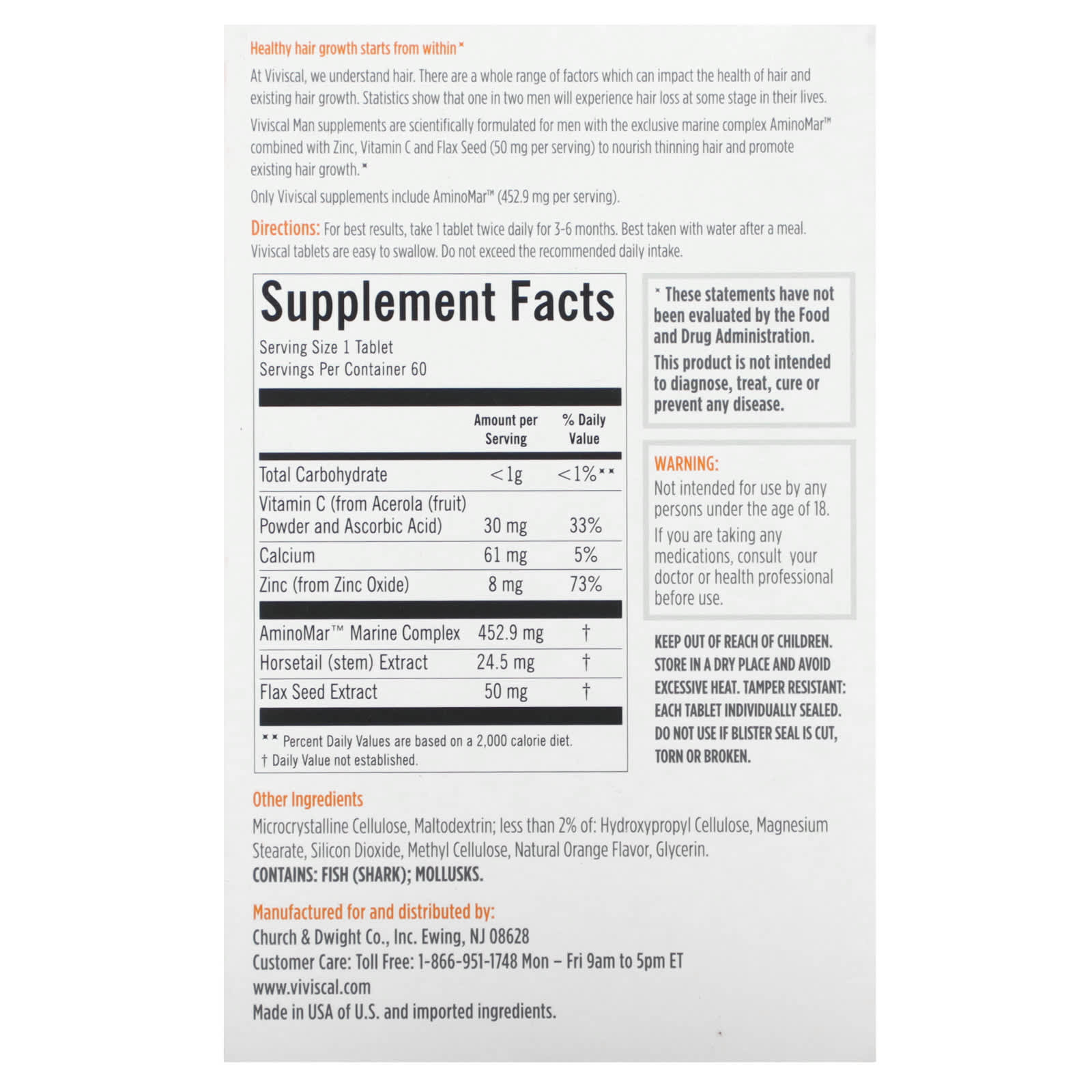 Viviscal, Man, Advanced Hair Health, 60 Tablets