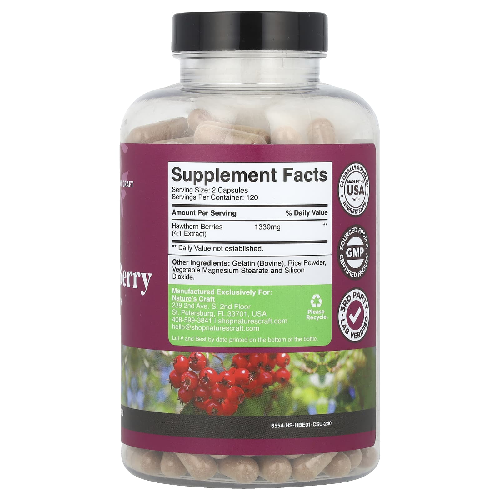 Nature's Craft, Hawthorn Berry, 240 Capsules (665 mg per Capsule)