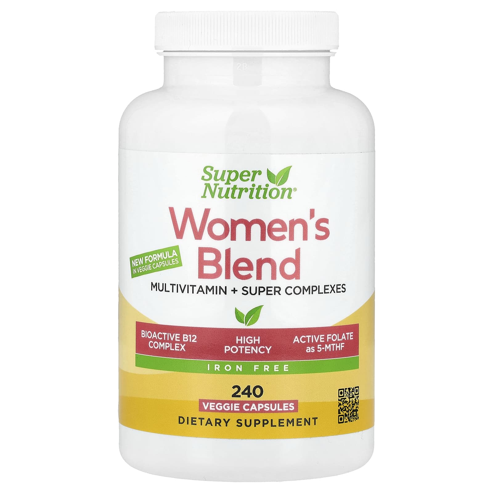 Super Nutrition, Women's Multivitamin with Super Balancing Botanicals, Greens, Spices and Vitamin A, Iron Free, 240 Veggie Capsules