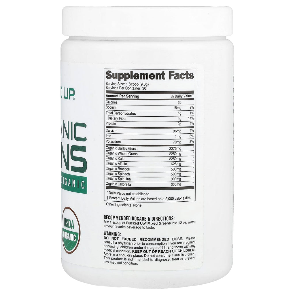 Bucked Up, Organic Greens, Unflavored, 9.52 oz (270 g)