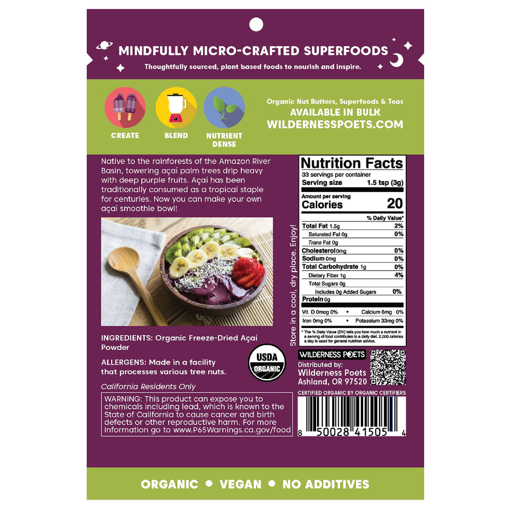 Wilderness Poets, Organic Brazilian Acai Berry Powder, 3.5 oz (99 g)