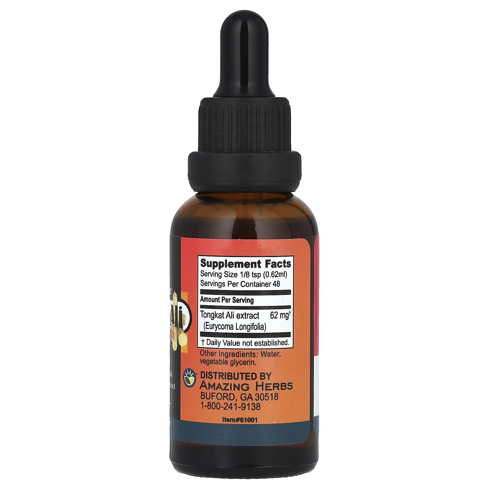 Amazing Herbs, Tongkat Ali Express Liquid Extract, Alcohol Free, 100 mg, 1 fl oz (30 ml)