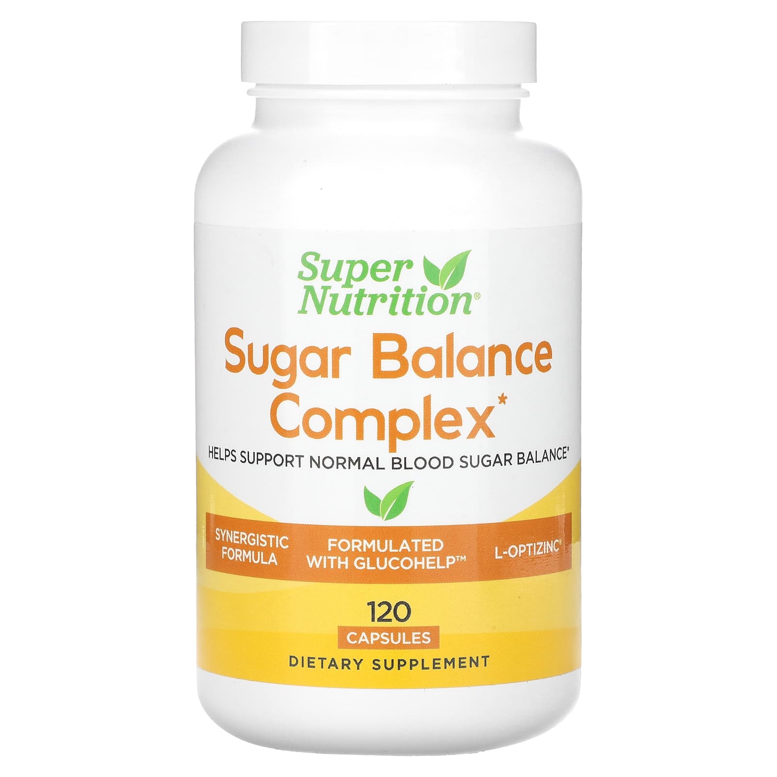 Super Nutrition, Sugar Balance Complex with Chromium, Gymnema Sylvestre, Gingko Biloba and Milk Thistle, 120 Veggie Capsules
