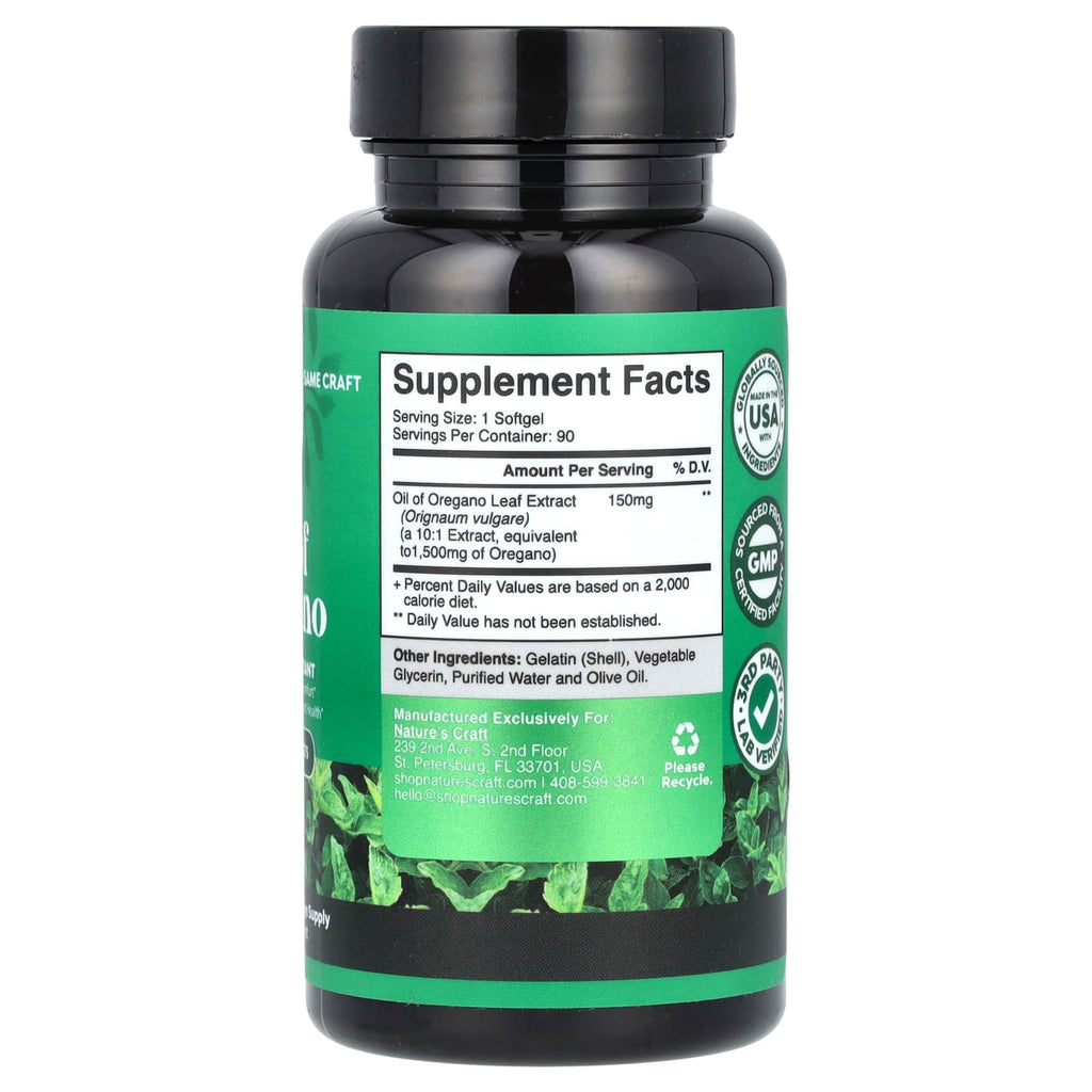 Nature's Craft, Oil of Oregano, 90 Softgels (150 mg per Softgel)