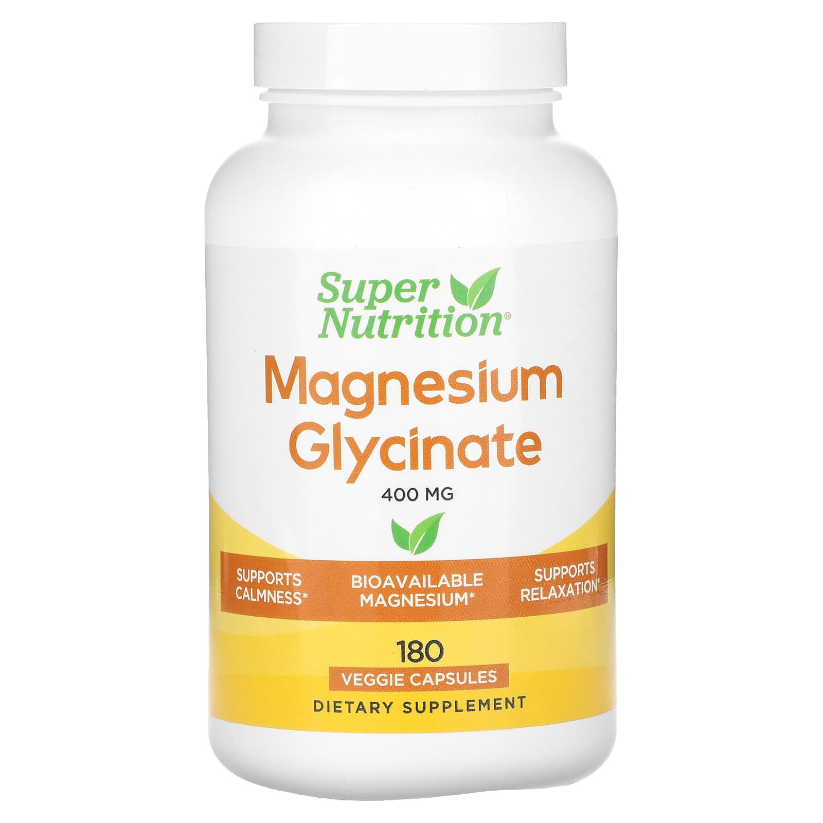 Super Nutrition, Magnesium Glycinate, 180 Veggie Capsules (133 mg per Capsule)
