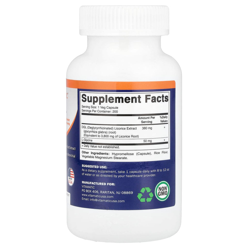 Vitamatic, DGL, 200 Vegetable Capsules