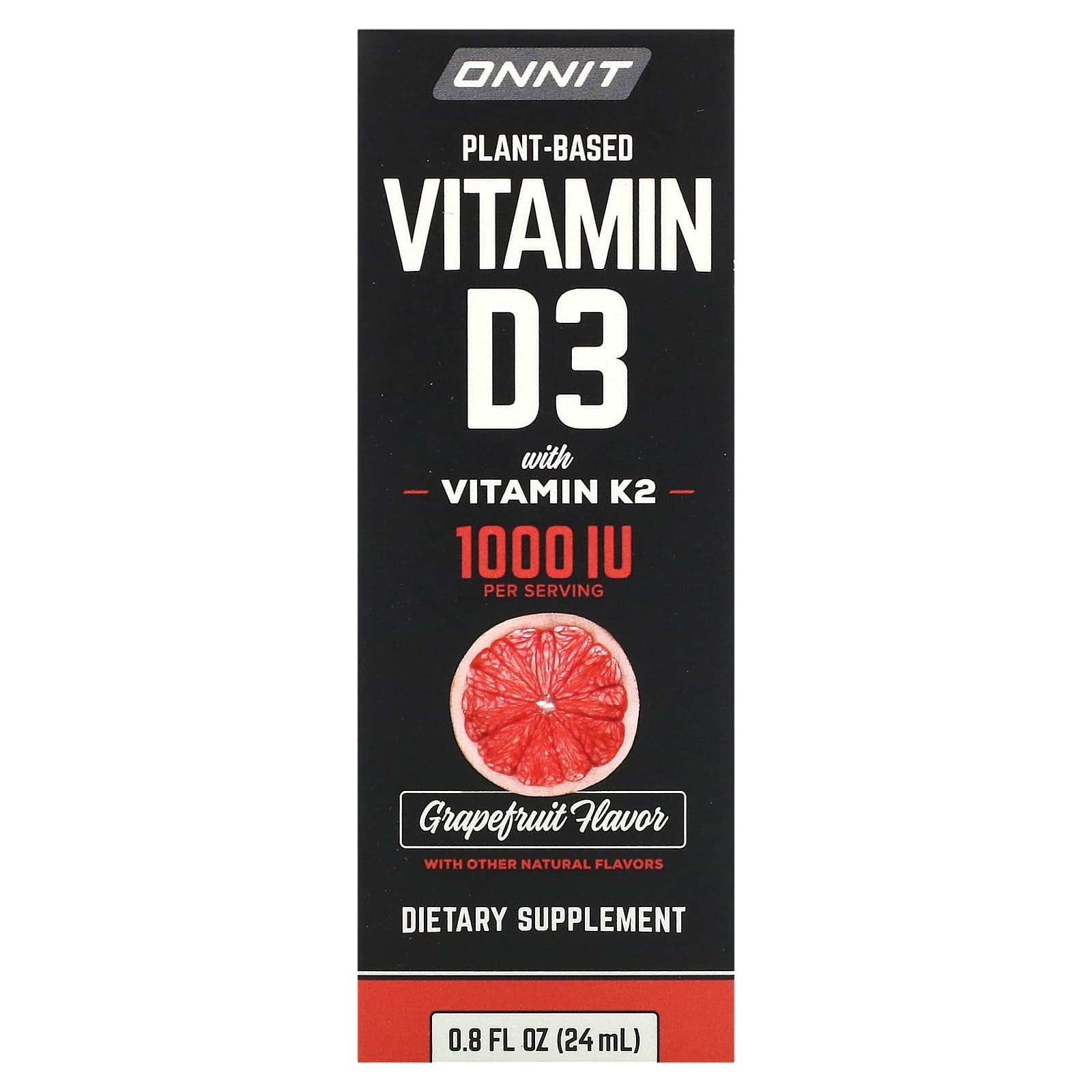 Onnit, Plant Based Vitamin D3 with Vitamin K2, Grapefruit, 25 mcg (1,000 IU), 0.8 fl oz (24 ml)