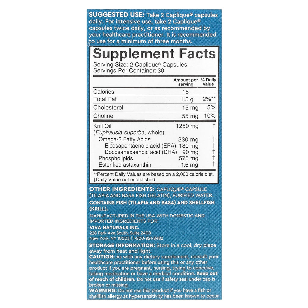 Viva Naturals, Antarctic Krill Oil with Astaxanthin, 60 Caplique® Capsules