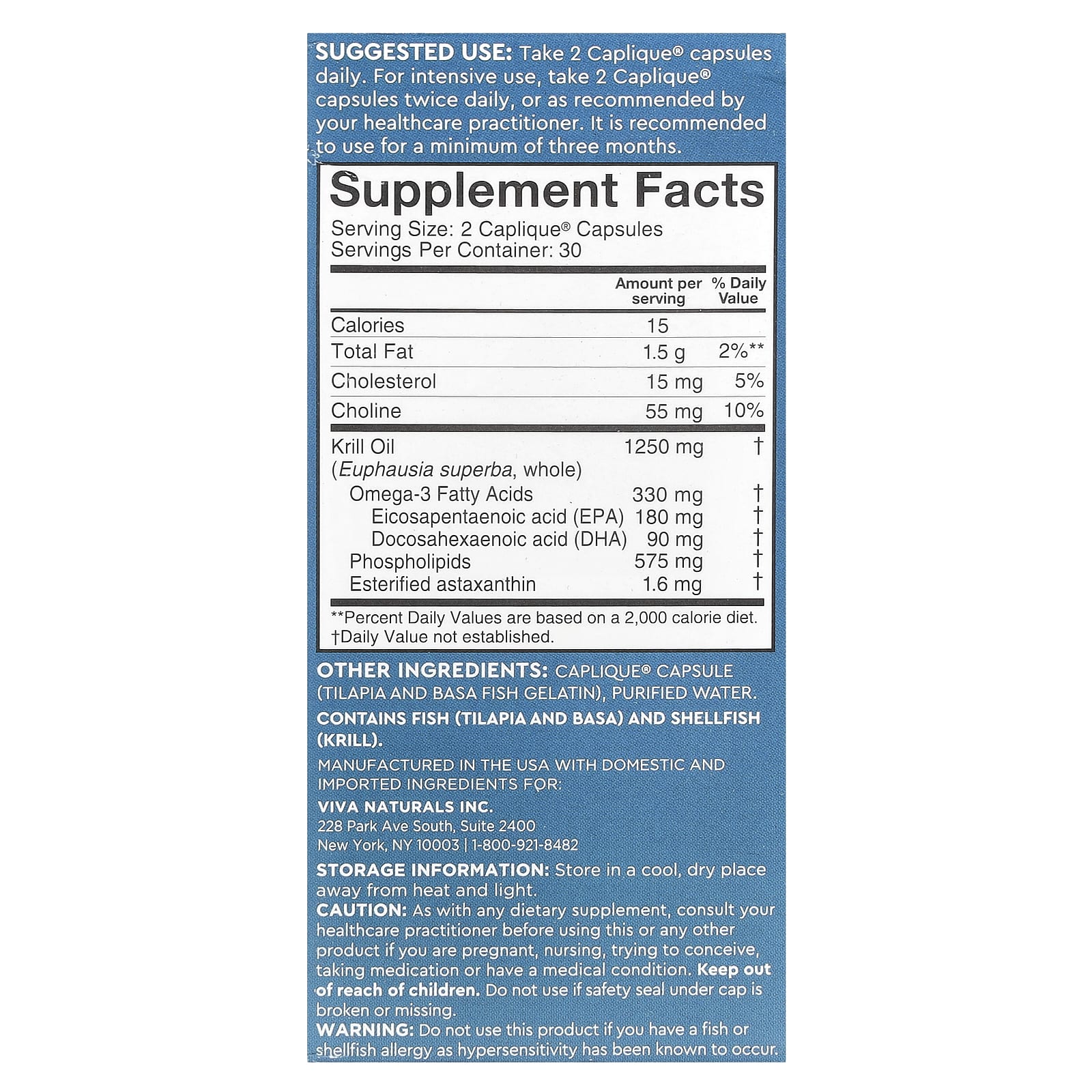 Viva Naturals, Antarctic Krill Oil with Astaxanthin, 60 Caplique® Capsules