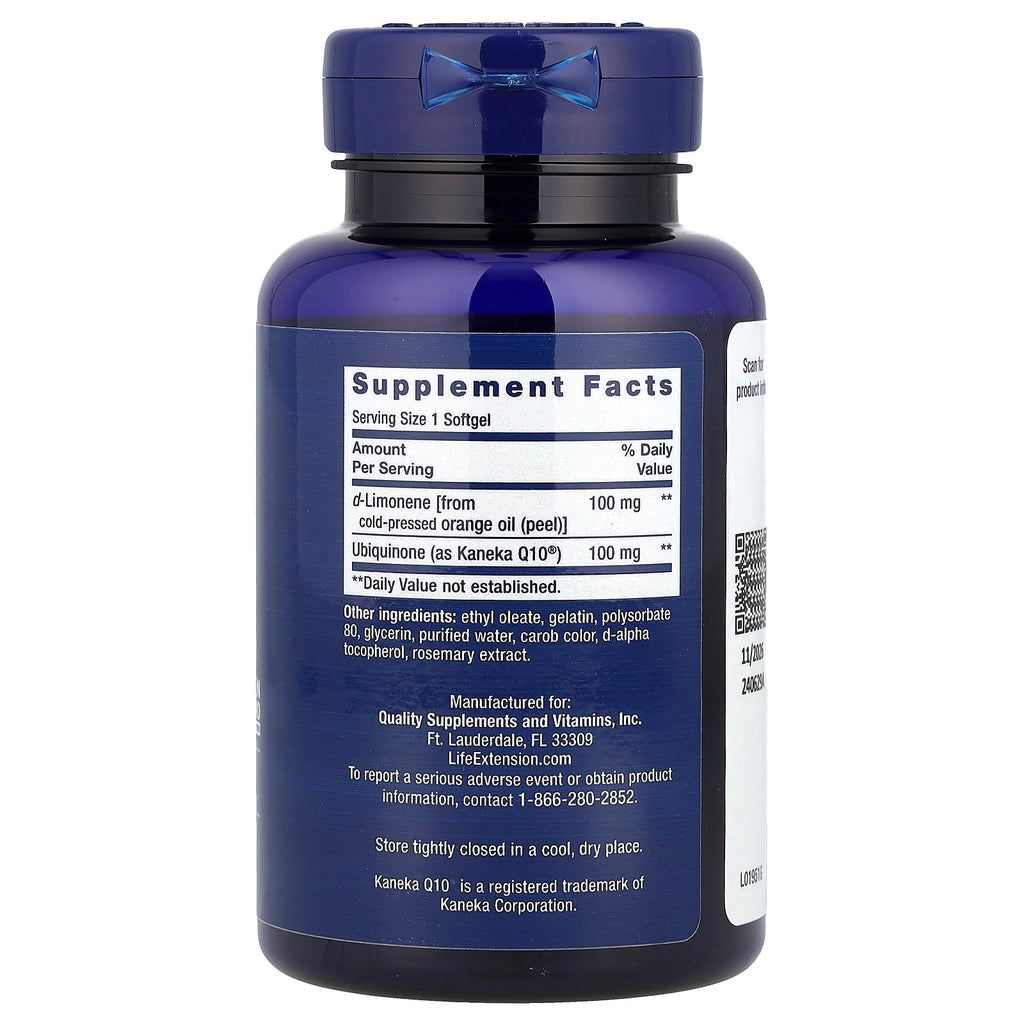 Life Extension, CoQ10 (Ubiquinone) with d-Limonene, 100 mg, 60 Softgels